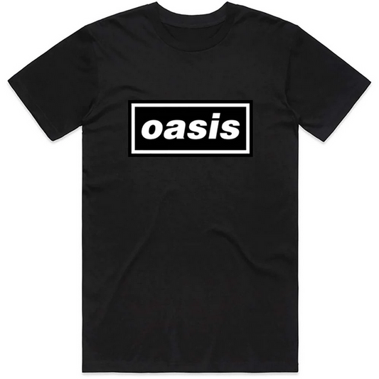 Men's Oasis Black Box Logo T-Shirt - HalfMoonMusic