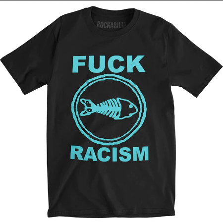 Men's Fishbone F Racism Fish Skeleton T-Shirt - HalfMoonMusic