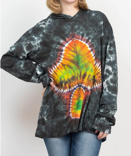 Unisex Cotton Tie-Dye Mushroom Light Pullover Hoodie - HalfMoonMusic