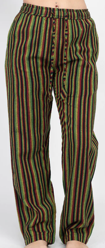 Unisex Cotton Rasta Stripe Drawstring Lounge Pants - HalfMoonMusic