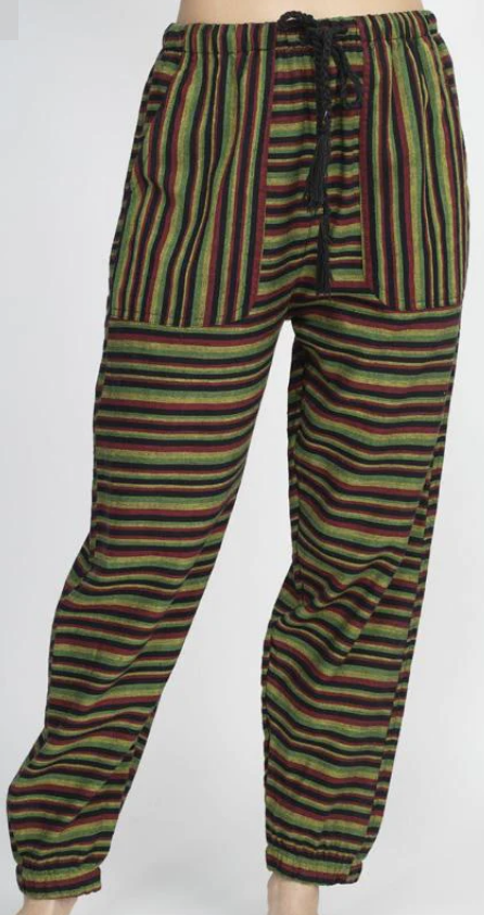 Women's Cotton Rasta Stripe Elastic Ankle Jogger Pants - HalfMoonMusic
