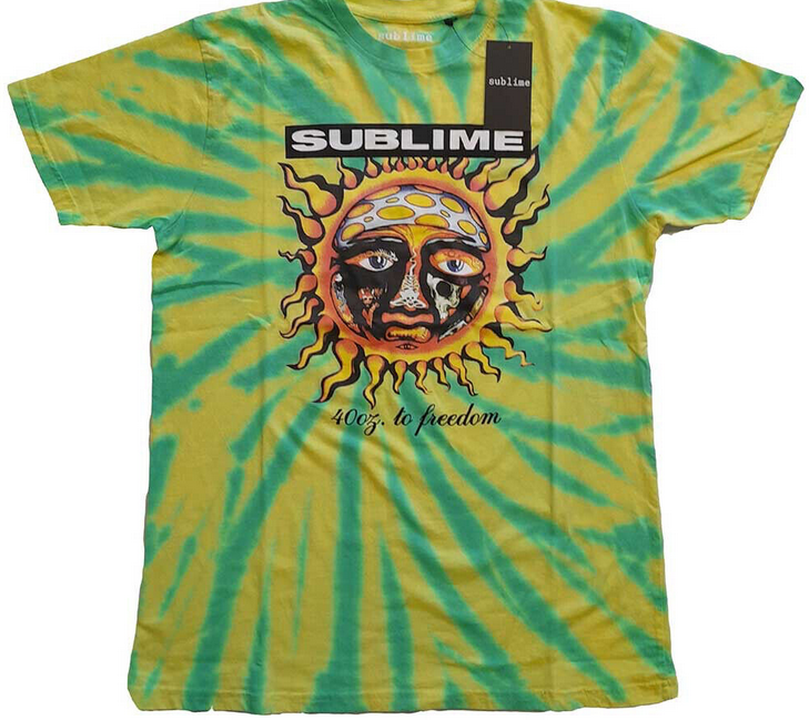 Men's Sublime Sun Logo Green Tie-Dye T-Shirt - HalfMoonMusic