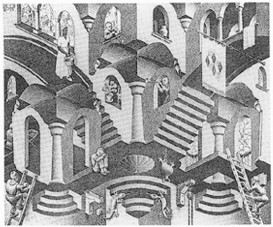 Concave and Convex MC Escher Art Print - HalfMoonMusic