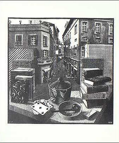 Still Life w/ Street MC Escher Art Print - HalfMoonMusic