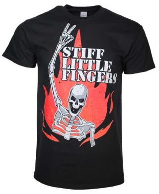 Men's Stiff Little Fingers Skeleton Flame T-Shirt - HalfMoonMusic