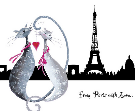 From Paris With Love Cats Art Print - HalfMoonMusic