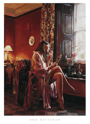 Femme avec Miroir Art Print - HalfMoonMusic