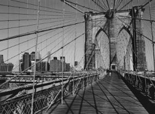 Across Brooklyn Bridge Saffron Edt. Art Print - HalfMoonMusic