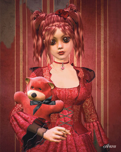 Bloody Angel Teddy Bear Doll Art Print - HalfMoonMusic