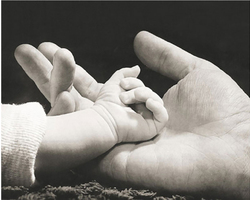 Sarah in Her Dad's Hand Art Print - HalfMoonMusic