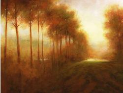 Line of Trees at Dawn Art Print - HalfMoonMusic