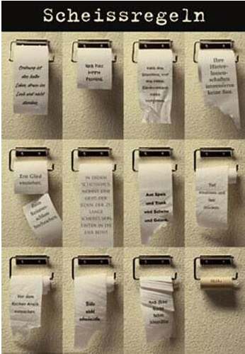 Scheissregeln Toilet Paper Art Print - HalfMoonMusic