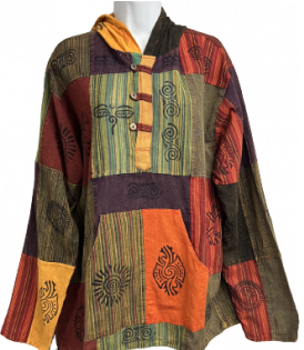 Unisex Patchwork Symbols Light Hoodie - HalfMoonMusic