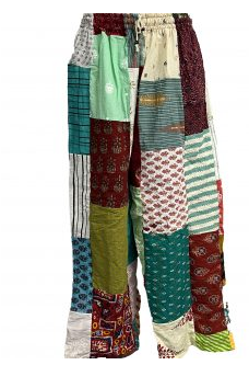 Women's Patchwork Print Elastic Waist Harem Pants - HalfMoonMusic
