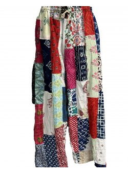 Women's Patchwork Print Elastic Waist Harem Pants - HalfMoonMusic