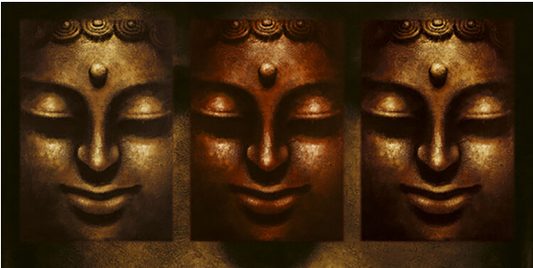 Buddha in Three Lights Art Print - HalfMoonMusic