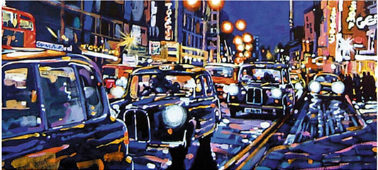 Black Cabs, London Art Print - HalfMoonMusic
