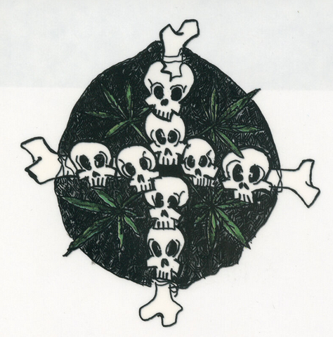 Skulls & Leaves Window Sticker - HalfMoonMusic