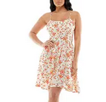 Women's Ruffled Floral Spaghetti Strap Mini Dress - HalfMoonMusic