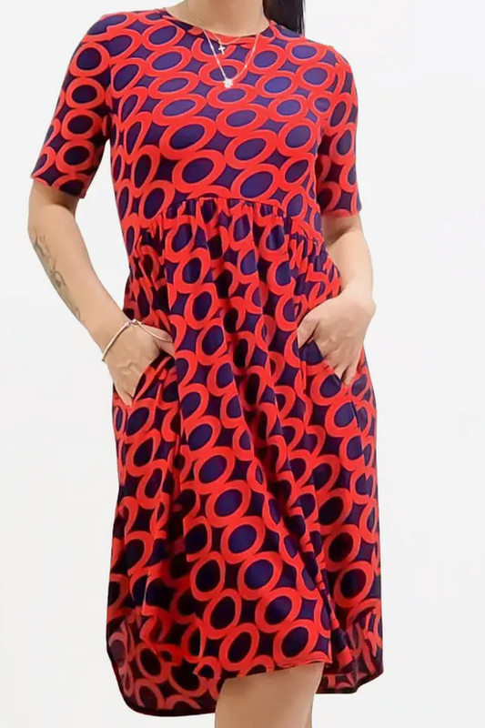 Women's Red Donut Print Dress - HalfMoonMusic