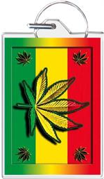 Rasta Leaf Keychain - HalfMoonMusic