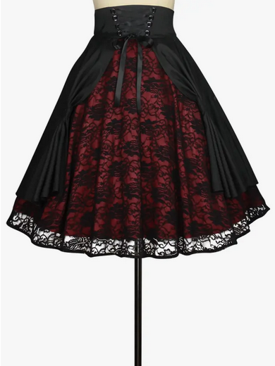 Women's Polyester Lace Floral Gothic Skirt - HalfMoonMusic