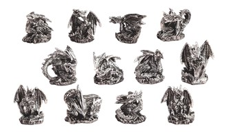 Silver Miniature Dragon 12 Piece Set - HalfMoonMusic