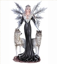 Fairy with Wolves Statue - HalfMoonMusic