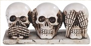 Hear/See/Speak No Evil Skull Statue - HalfMoonMusic