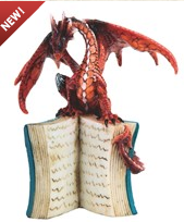 Dragon on Book Statue - HalfMoonMusic