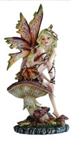 Mushroom Fairy Statue - HalfMoonMusic