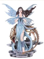 Fairy with Skeleton Dragon Statue - HalfMoonMusic