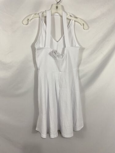 Women's White Ribbed Halter Strap Dress - HalfMoonMusic