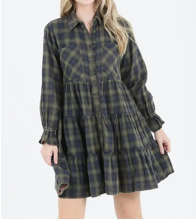 Plaid Teired Dress - HalfMoonMusic