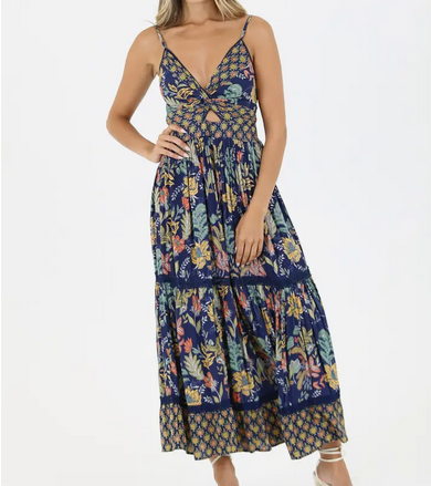 Spaghetti Strap V-Neck Maxi Dress - HalfMoonMusic