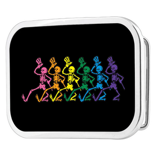 Grateful Dead Dancing Skeletons Chrome Belt Buckle - HalfMoonMusic