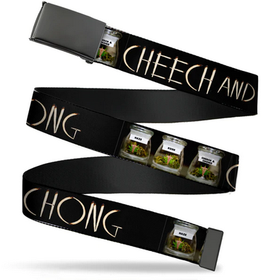 Cheech & Chong Weed Jars Clamp Buckle Belt - HalfMoonMusic