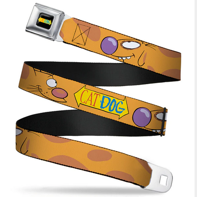 Cat Dog Nickelodeon Logo Seatbelt Buckle Belt - HalfMoonMusic