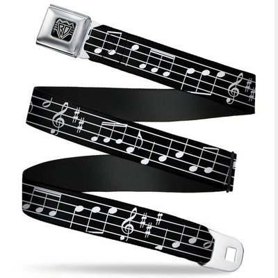 Music Notes Scale Seatbelt Buckle Belt - HalfMoonMusic