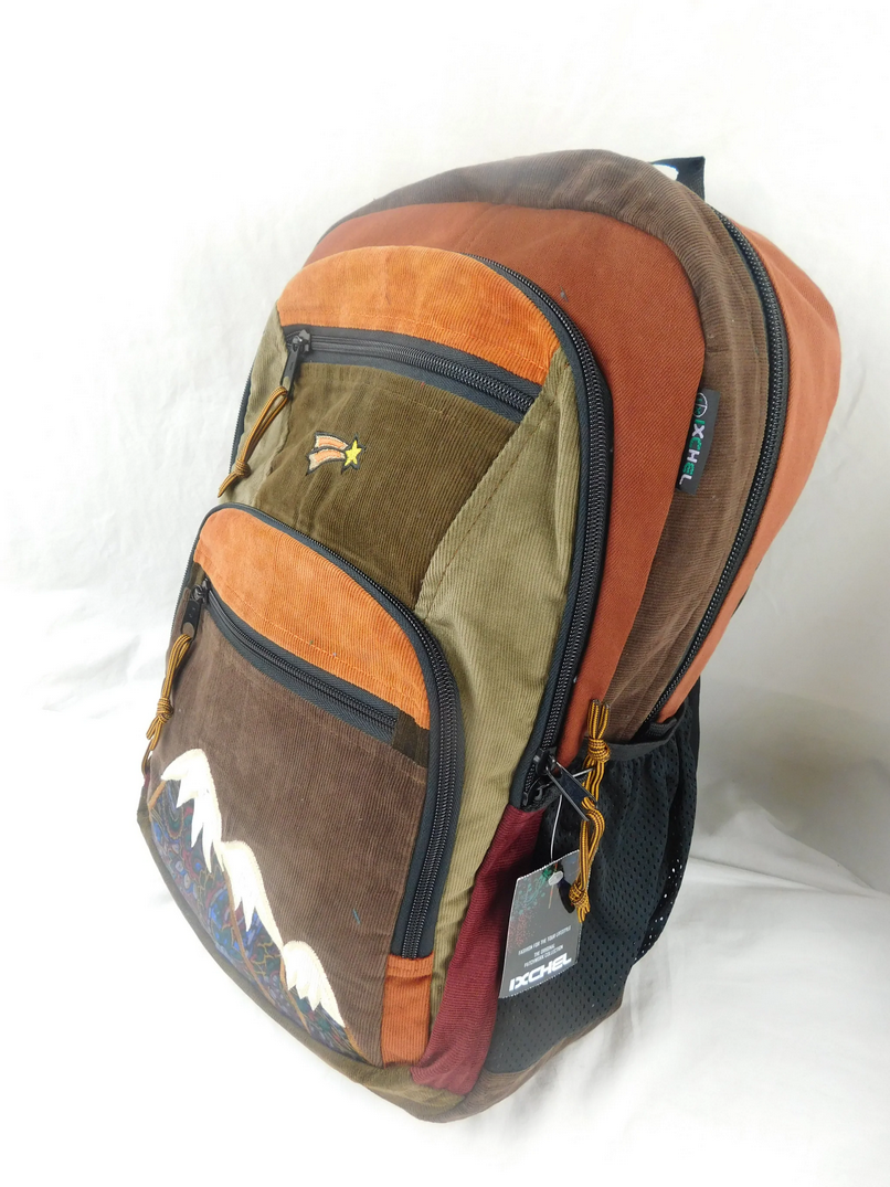 Corduroy Mountain & Shooting Star Embroidered Backpack - HalfMoonMusic