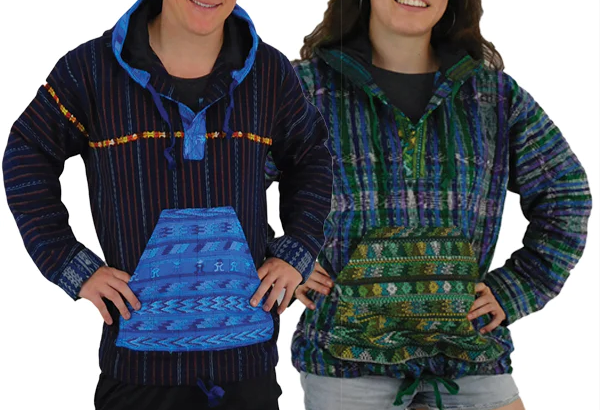 Unisex Pullover Hand-Woven Cotton Brocade Patchwork Hoodie - HalfMoonMusic