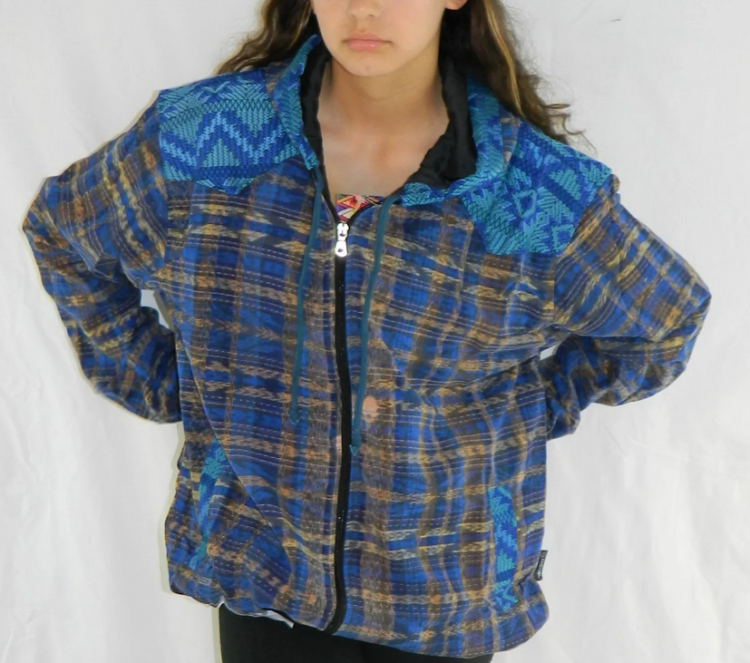 Unisex Hand-Woven Cotton Brocade Patchwork Zip-Up Hoodie - HalfMoonMusic