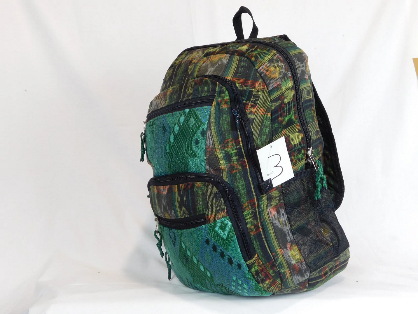 Large Hand-Woven Cotton Brocade Patchwork Backpack - HalfMoonMusic