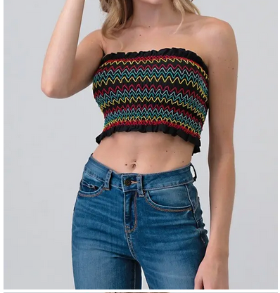 Multi-Color Thread Smocking Bandeau - HalfMoonMusic