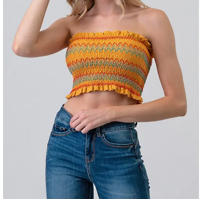 Multi-Color Thread Smocking Bandeau - HalfMoonMusic