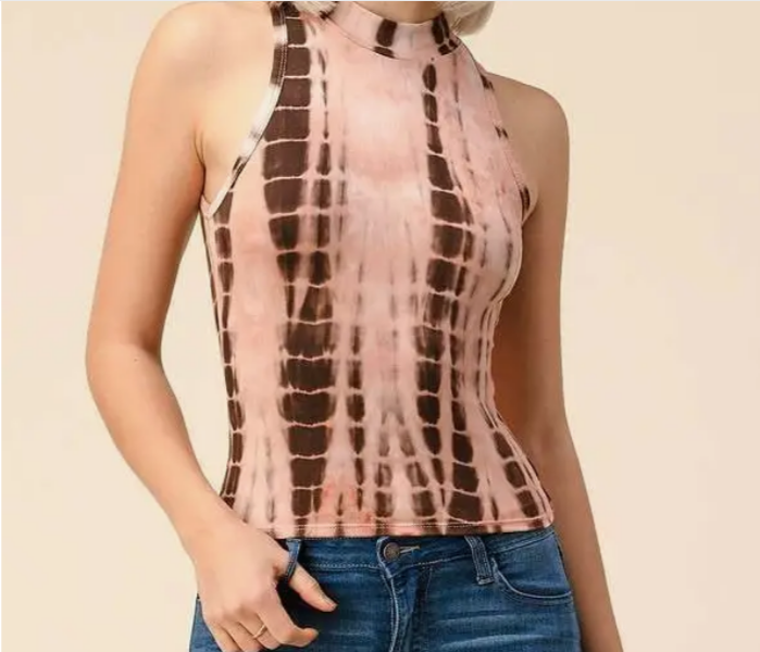 Mock Neck Tie-Dye Tank Top - HalfMoonMusic