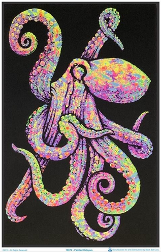 Painted Octopus Black Light Poster - HalfMoonMusic