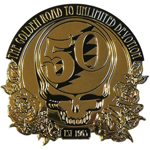 Grateful Dead Gold Metal 50th Anniversary Sticker - HalfMoonMusic