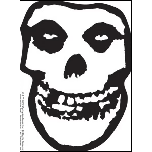 Misfits Fiend Skull Black & White Sticker - HalfMoonMusic