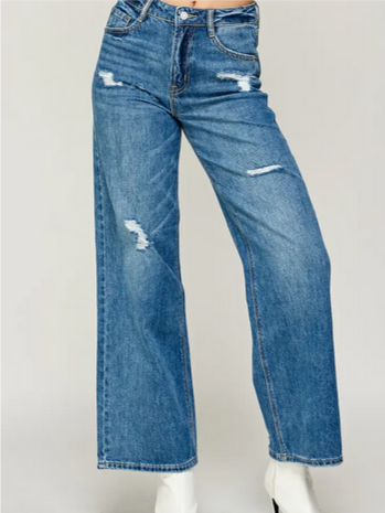 Women's Medium Wash High Rise Skater Jeans - HalfMoonMusic